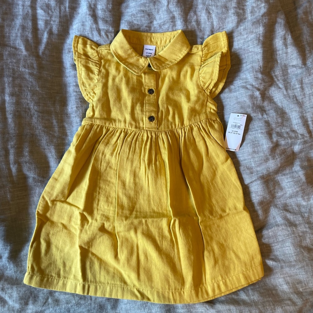 NWT Old Navy yellow dress with flutter sleeves- toddler/kids size 12-18 month